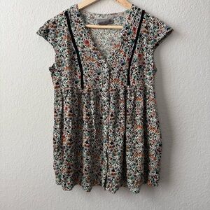 Anthropologie Vanessa Virginia Floral‎ Print Babydoll Women's Top